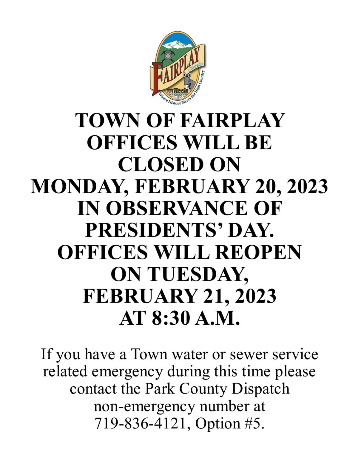President's Day Closure Notice